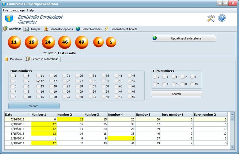 Software for EuroJackpot Lottery