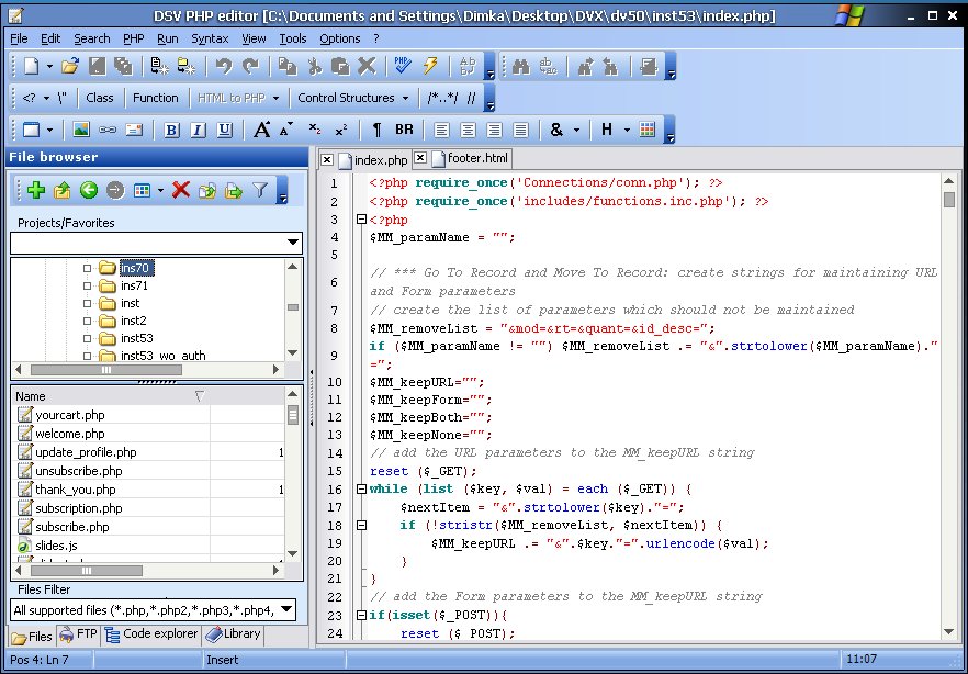 DSV PHP Editor, PHPeditor, EditorPHP, PHP, Editor, Script, CGI, Web, HTML, Java,